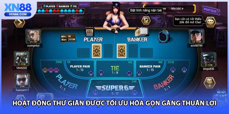 Hoạt động thư giãn được tối ưu hóa gọn gàng thuận lợi 